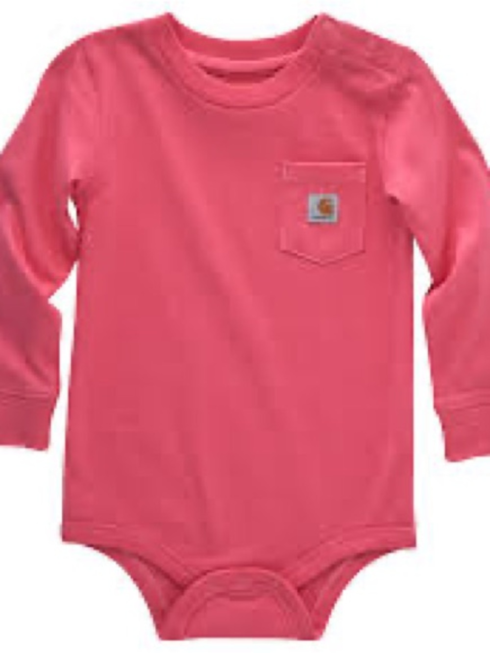 Carhartt Kids Long-Sleeve Pocket Bodysuit in Coral Pink